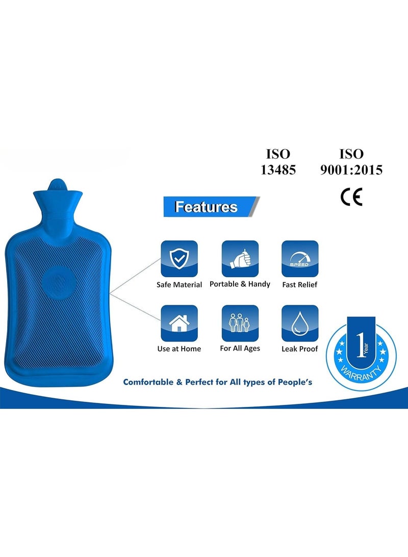 قربة مياه حرارية مطاطية سعة 2.5 لتر بتصميم مضلع لتوزيع الحرارة - مثالية لتخفيف تقلصات الجسم والآلام - تصميم آمن ومانع للتسريب - Image 5